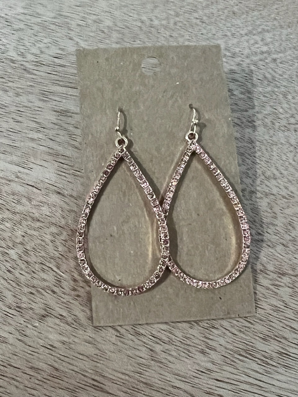 pink stone teardrop earrings