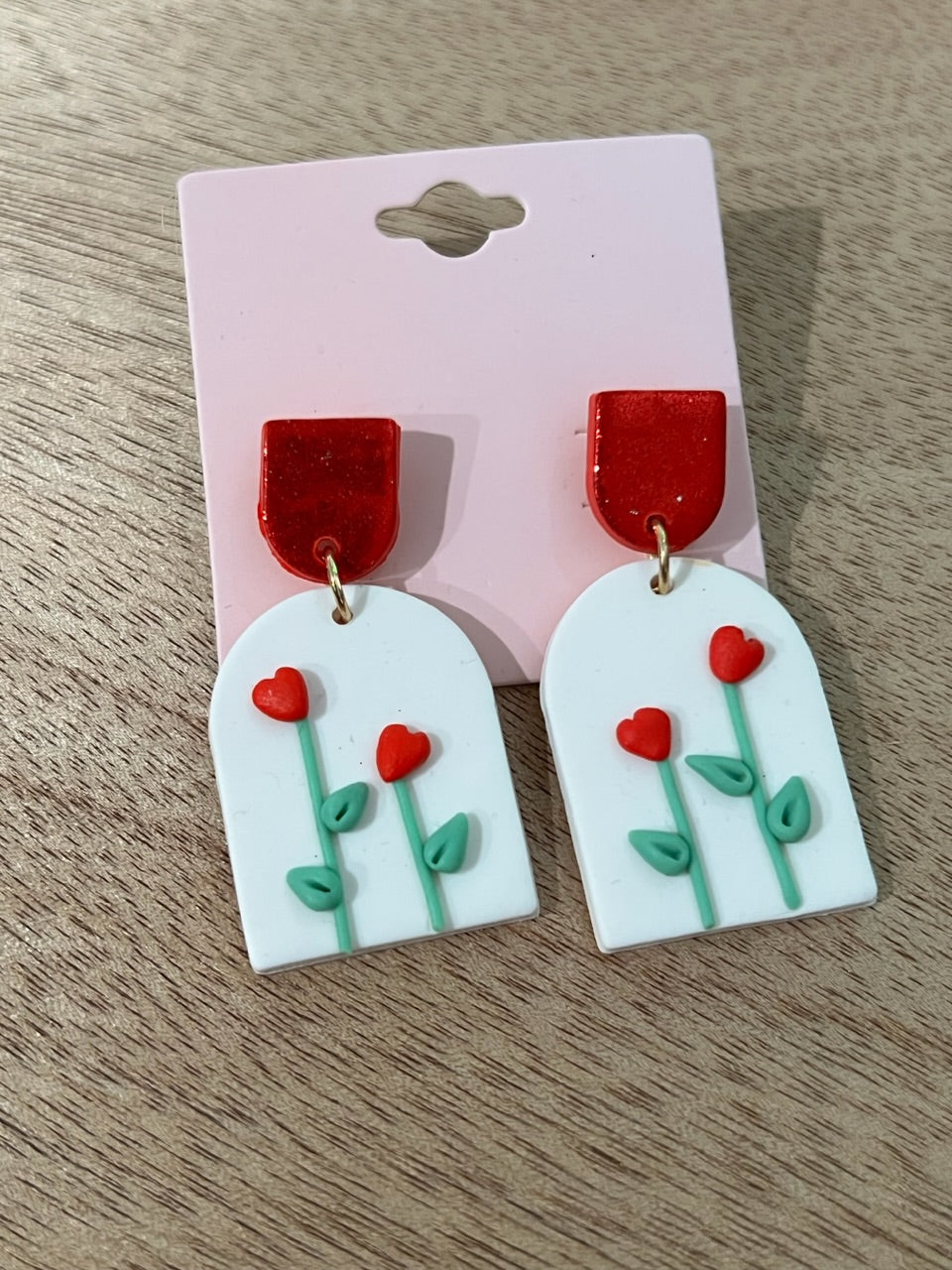 heart rose earrings