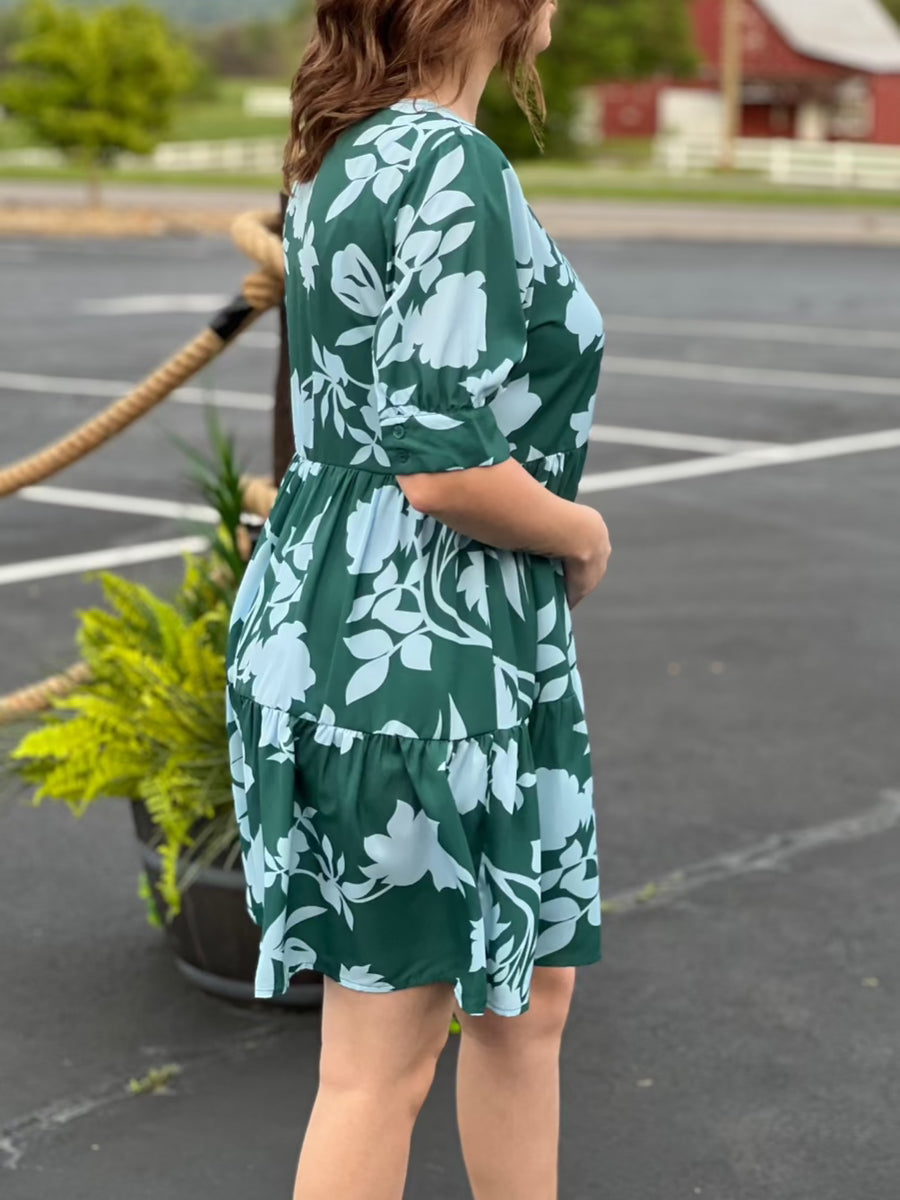 blue/green floral dress L28 – CC Belle