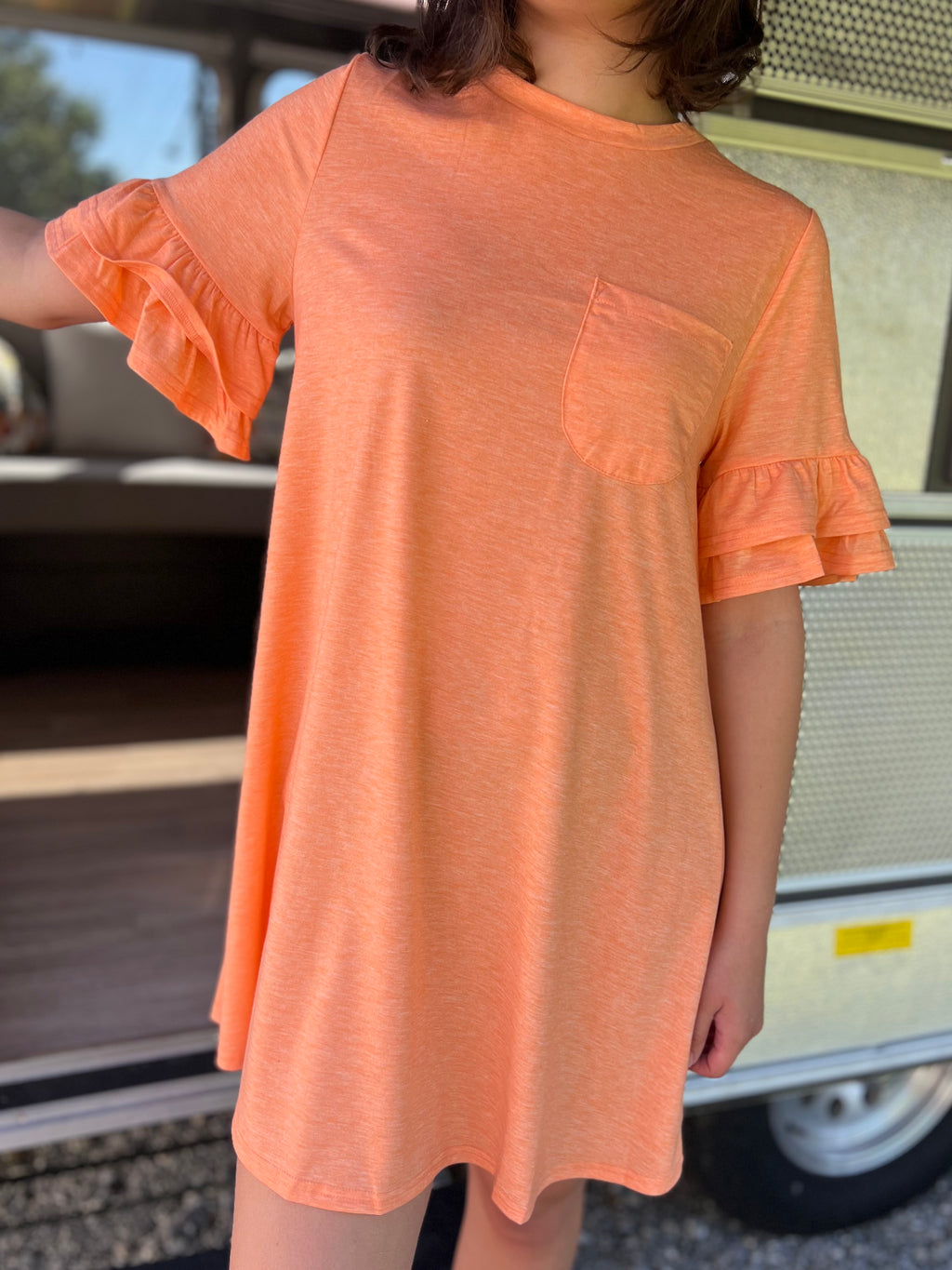 orange pocket dress G51