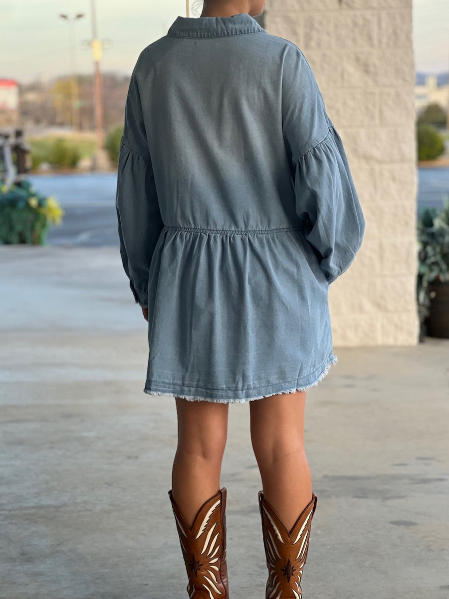 Denim Button Dress H16 – CC Belle