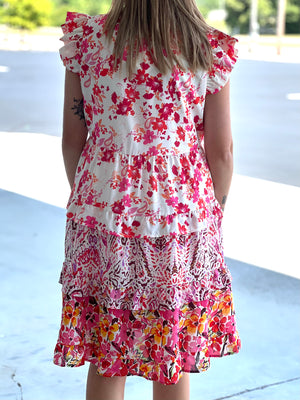 Pink Floral Print Dress H21