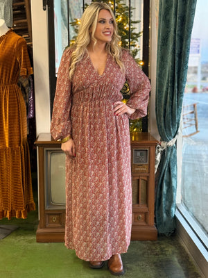 shimmer rust floral midi B40