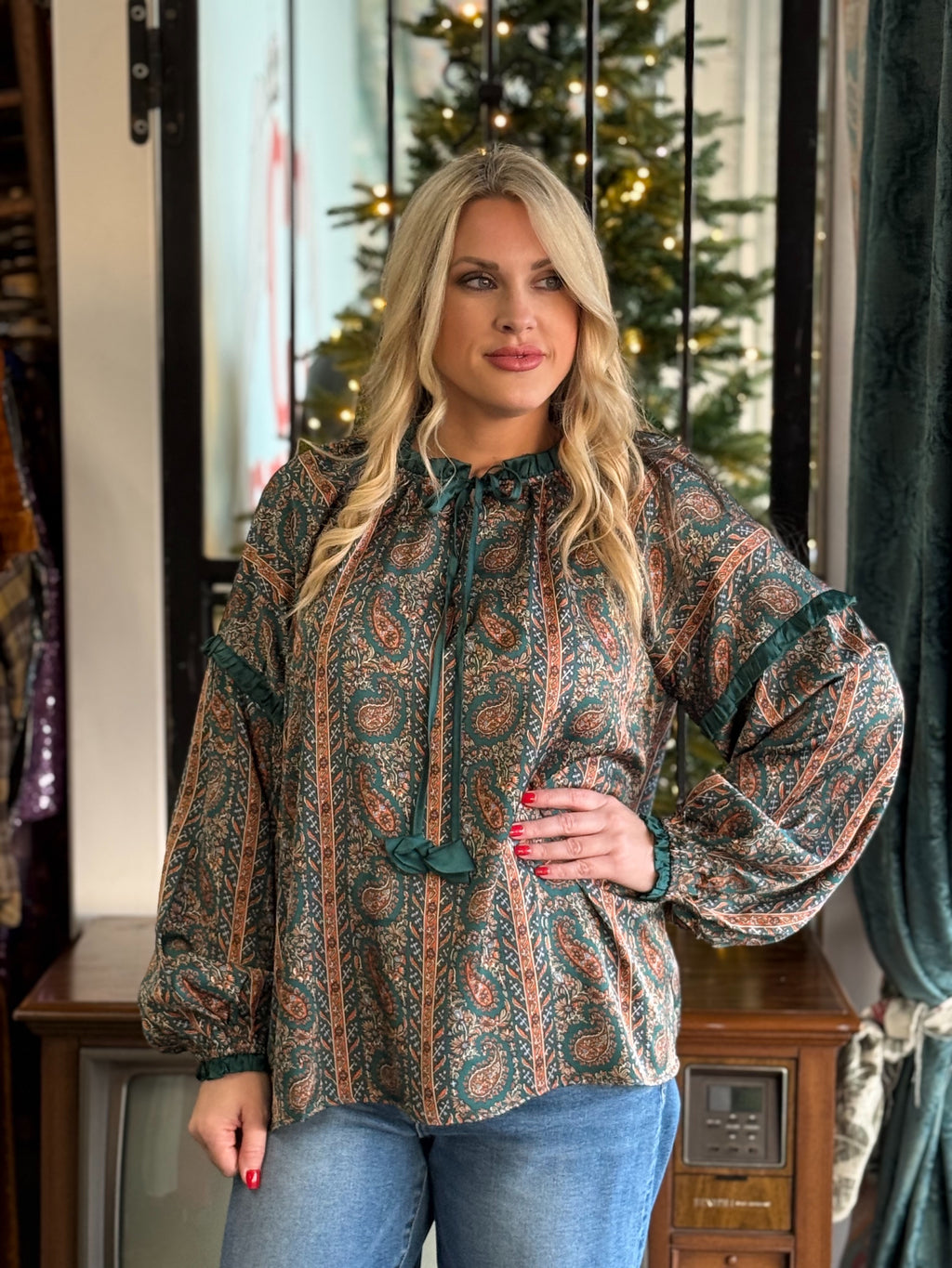 green paisley top A11