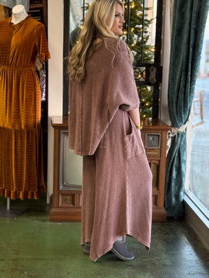 red brown waffle knit top V71