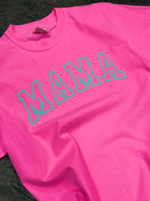 Mama Neon Pink Puff Tee