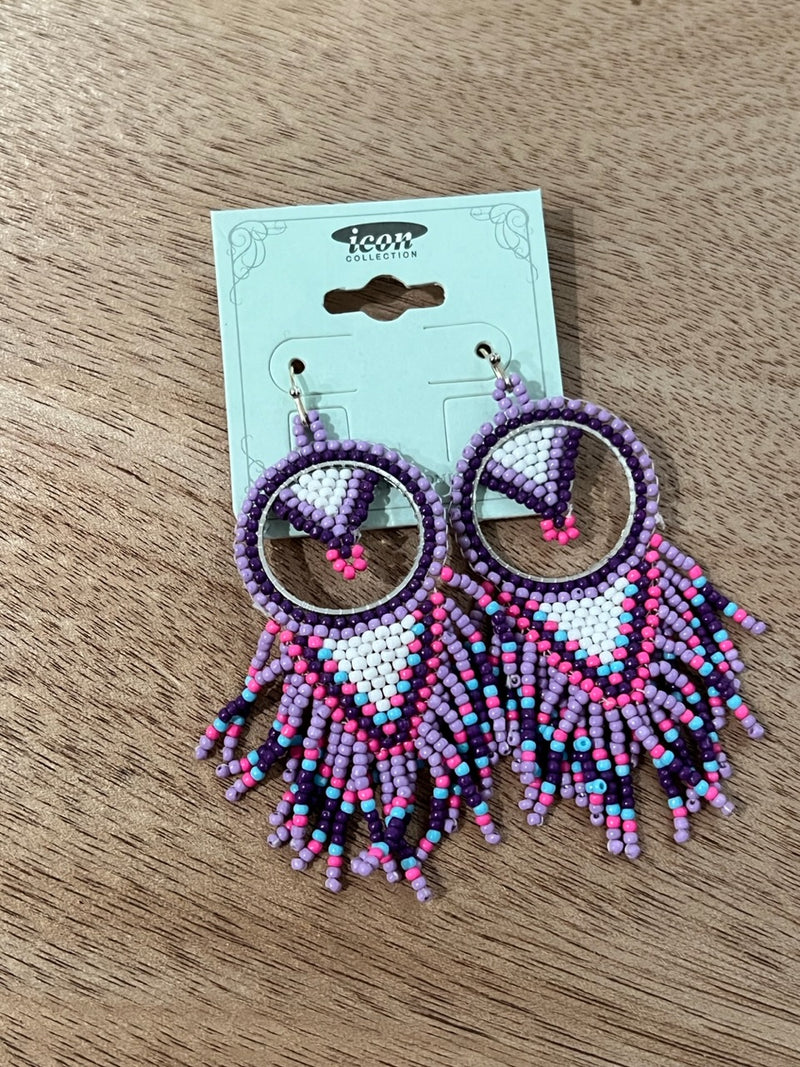 purple bearded earrings