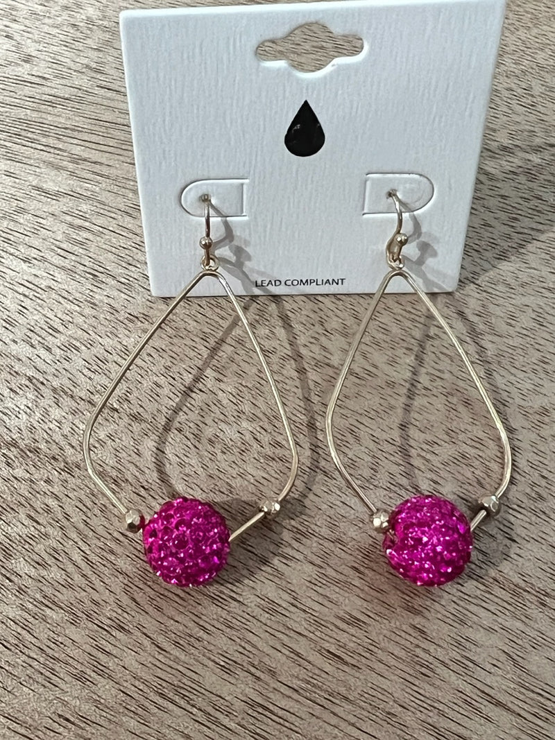 hot pink/gold earrings
