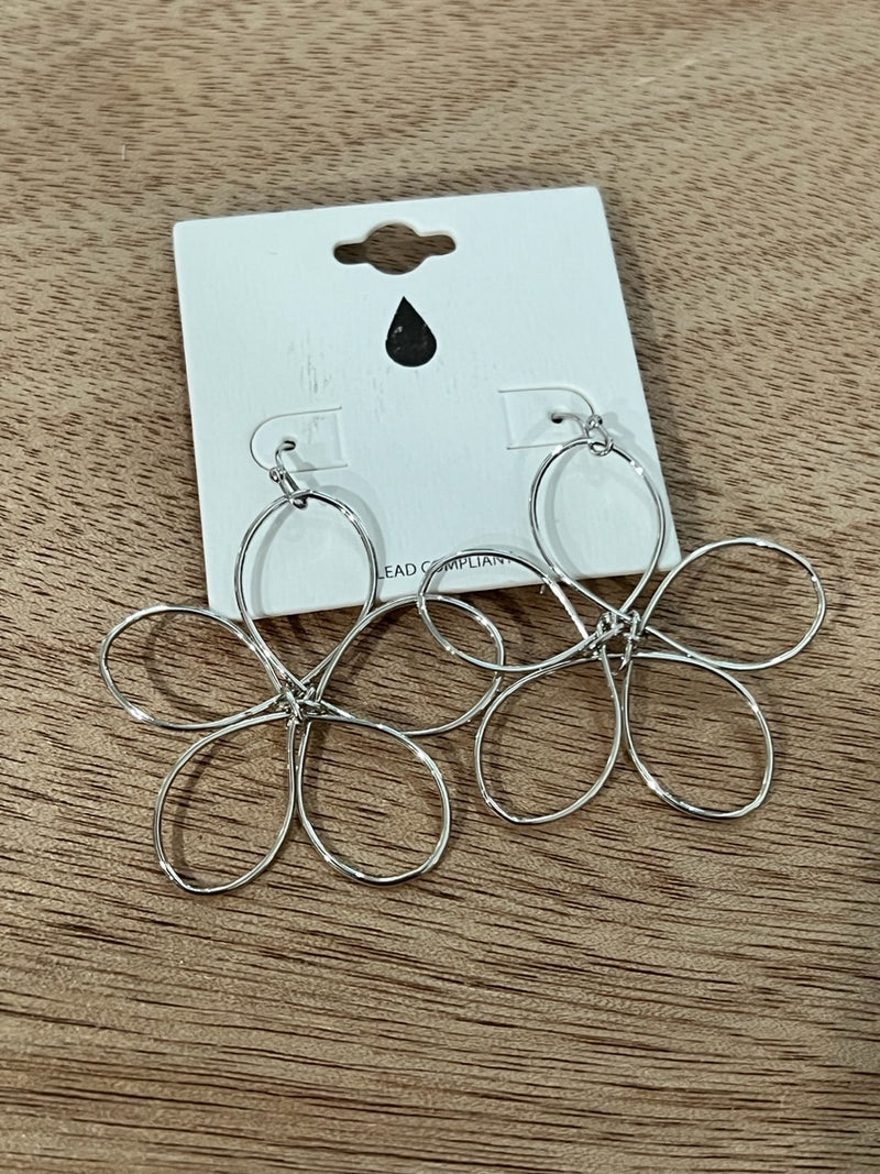 silver flower earrings