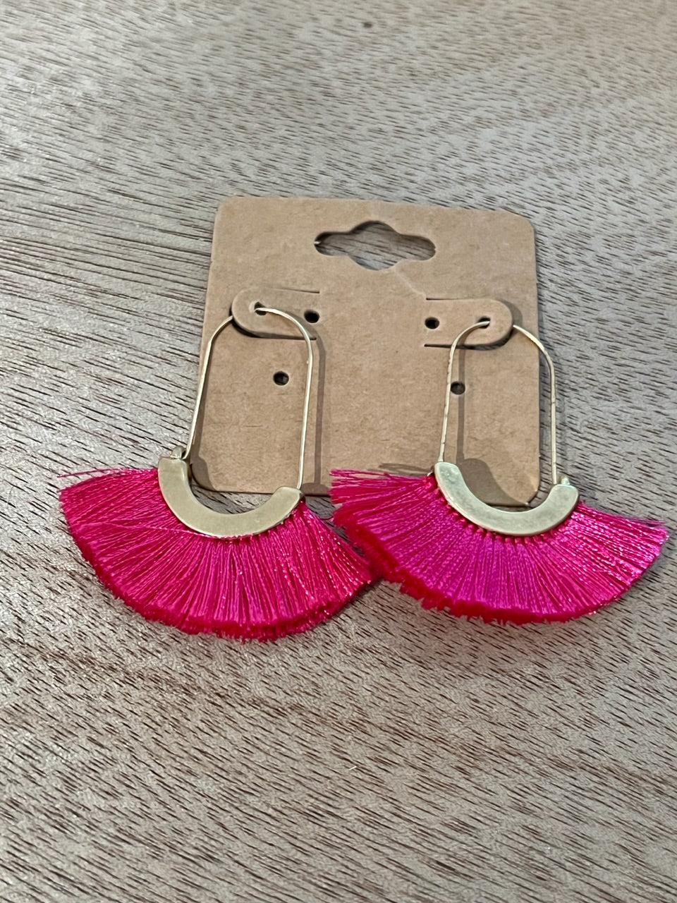 pink fringe earrings