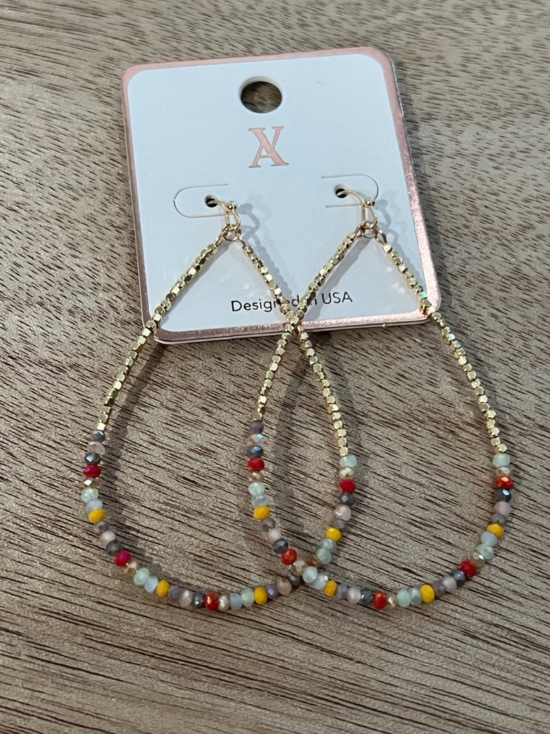 multi bead teardrop earrings