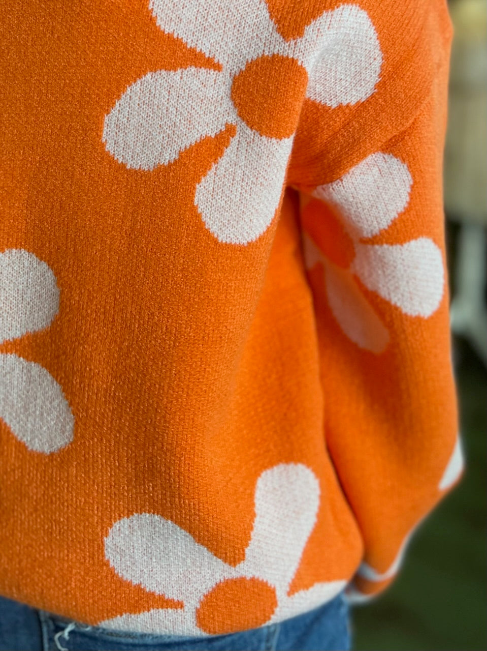 orange floral sweater