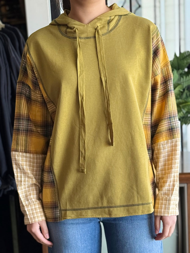 plaid hooded pullover