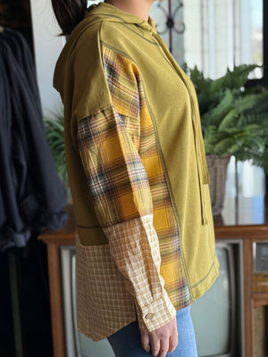 plaid hooded pullover