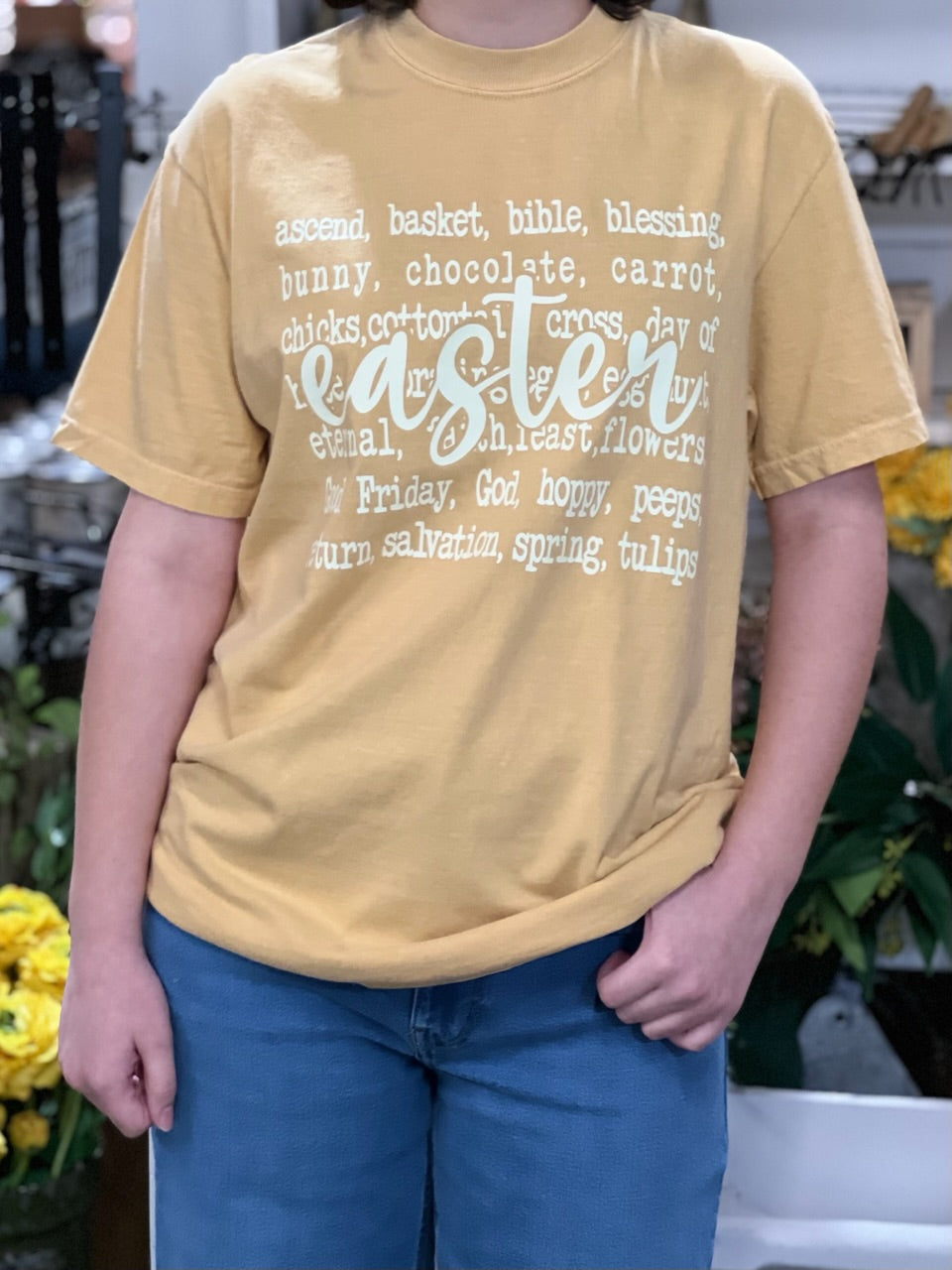 mustard Easter words tee