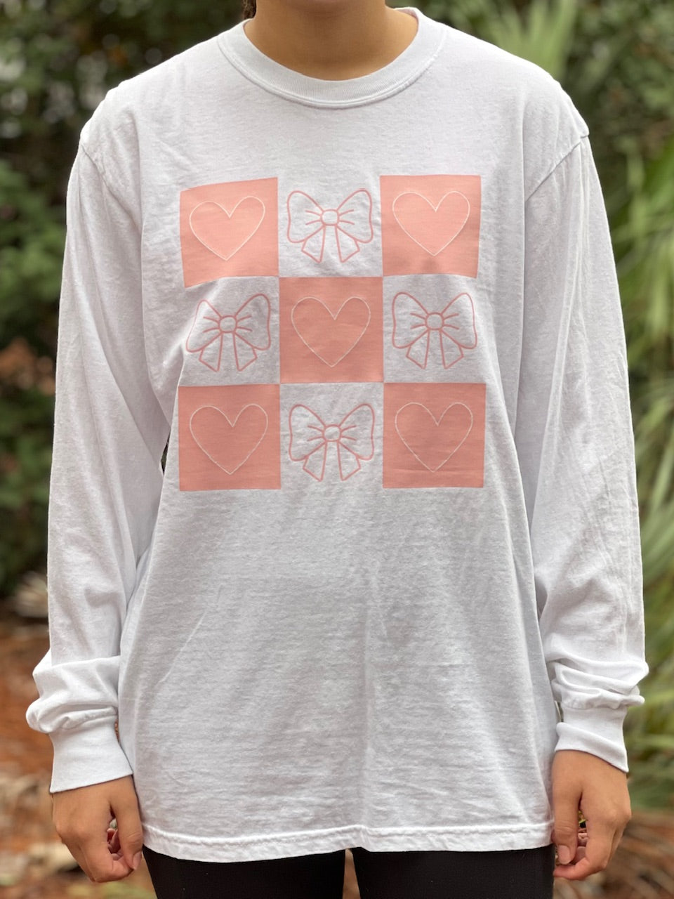 Pink/White Heart Bow Collage Tee