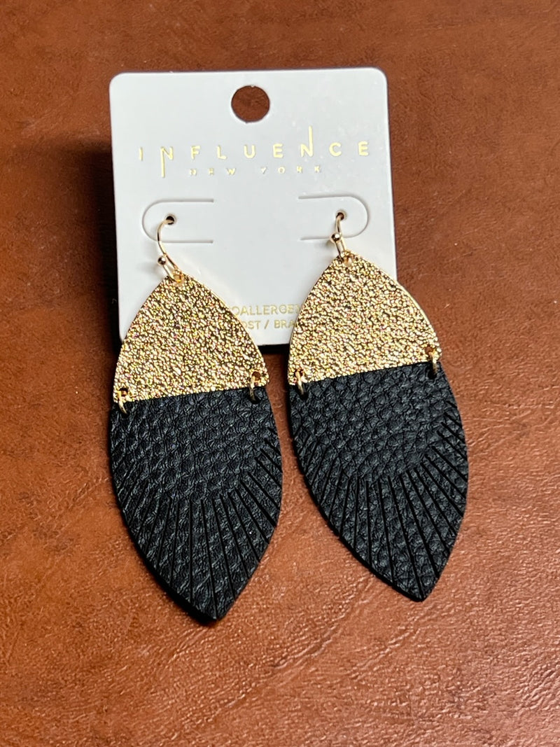 black/gold fringe earrings