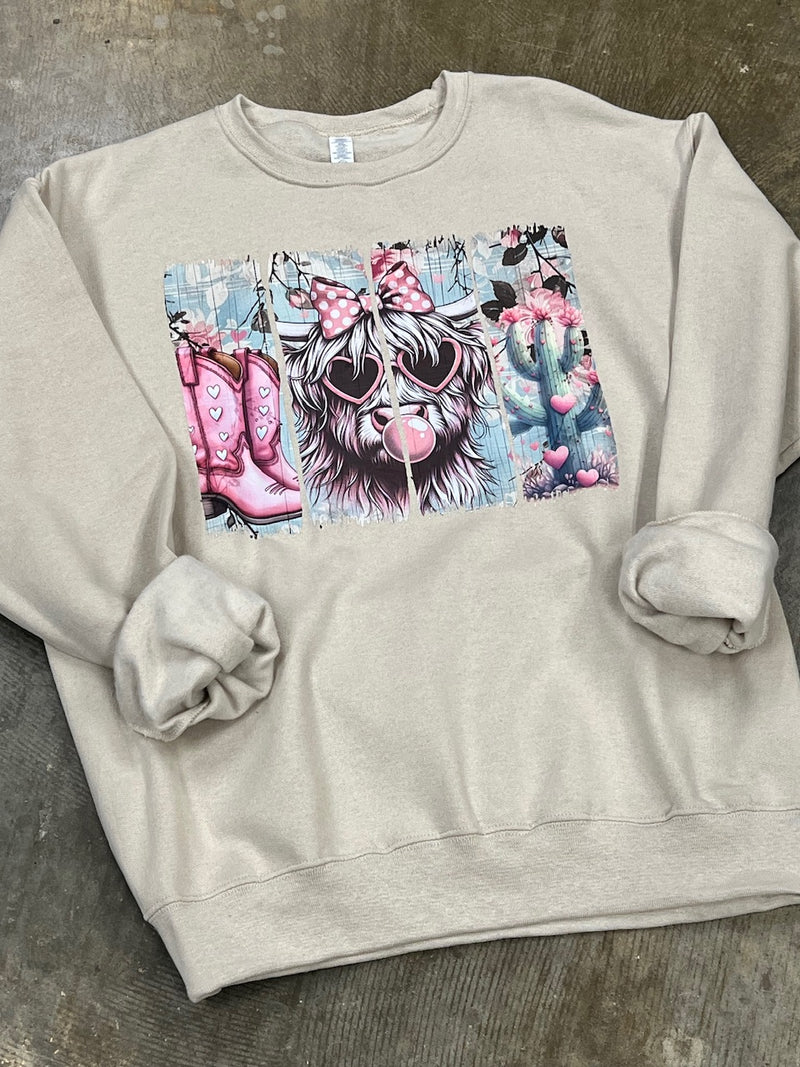 Valentine Cow Sand Sweatshirt