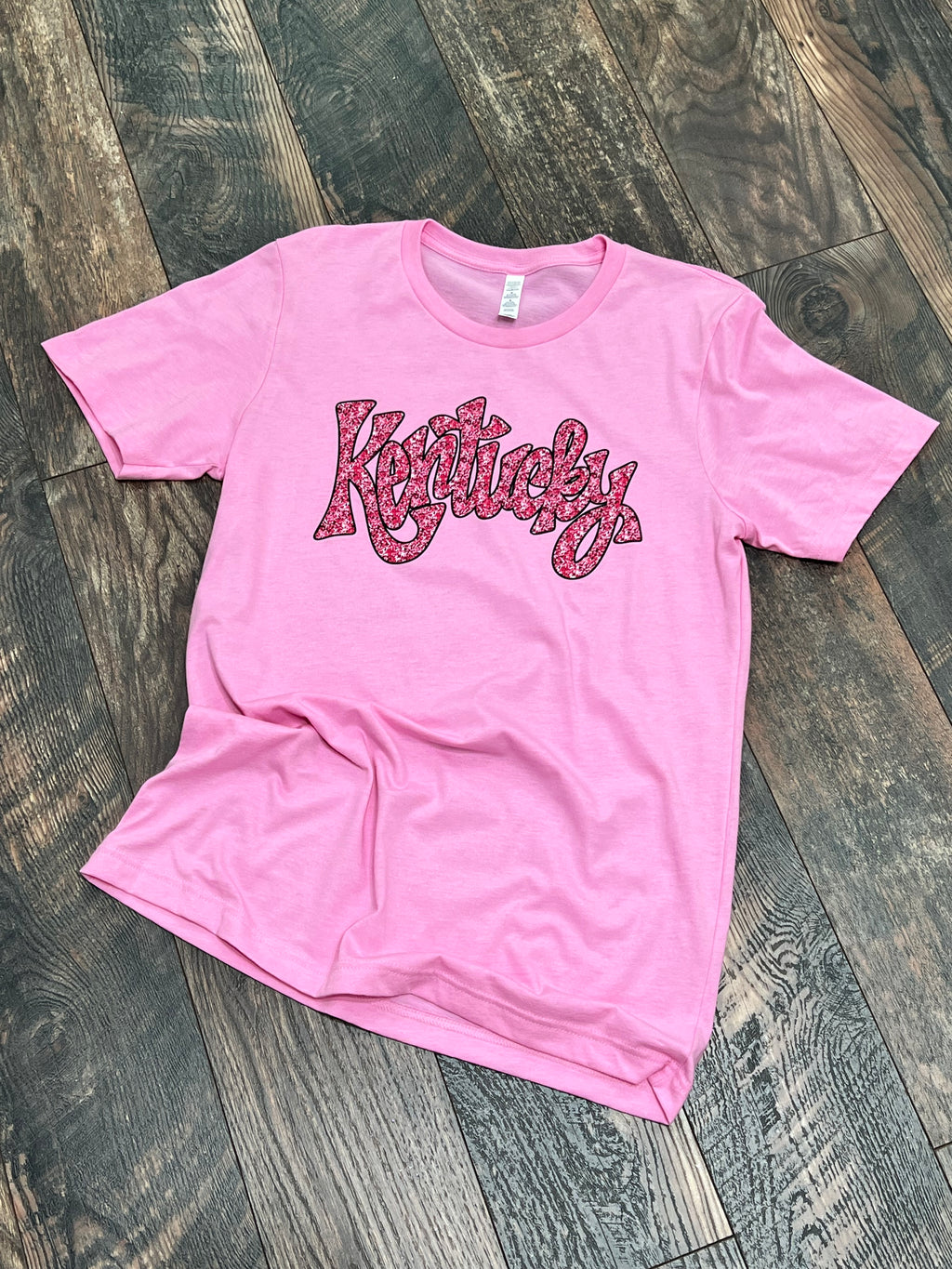 pink faux glitter Kentucky tee