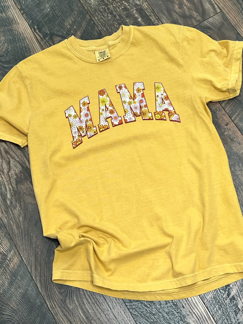 mustard floral mama tee