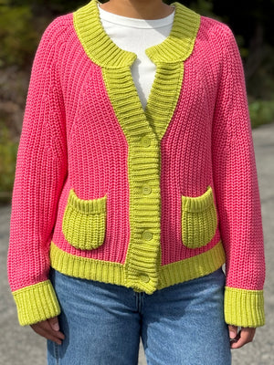 A1 Pink/Green Cardigan