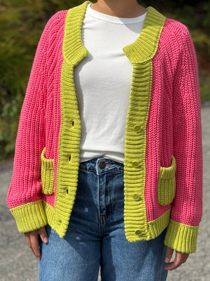 A1 Pink/Green Cardigan