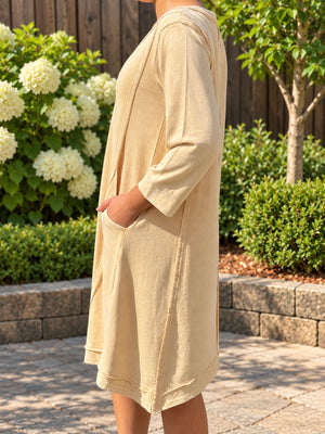 A12 Yellow Solid Mineral Wash Dress