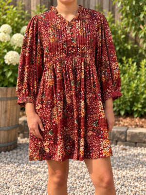 A17 Rust Floral Dress