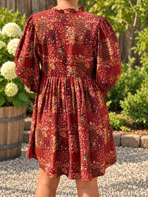 A17 Rust Floral Dress