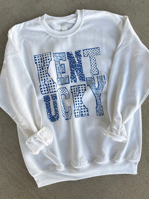 white Kentucky scribble sweatshirt