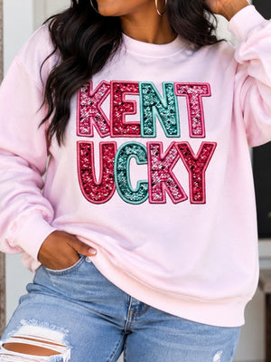 pink Kentucky faux glitter sweatshirt