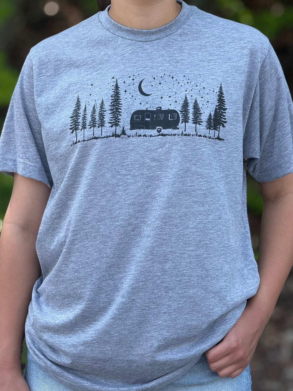 heather gray/black camping tee 257
