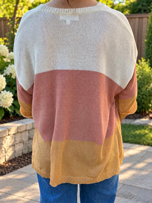 Color Block Short Sleeve Sweater