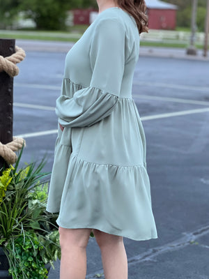 sage long sleeve dress B25