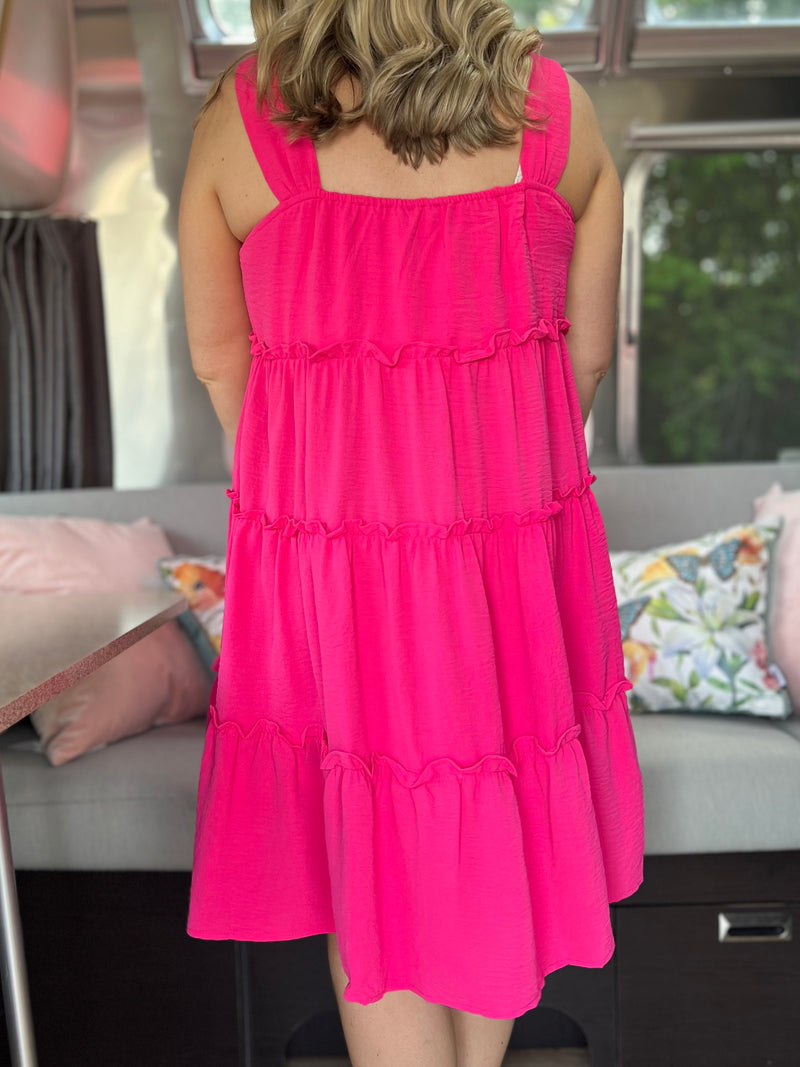 pink tiered tank dress C39