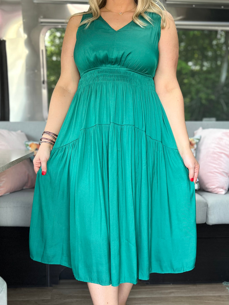 forest green tank dress C23