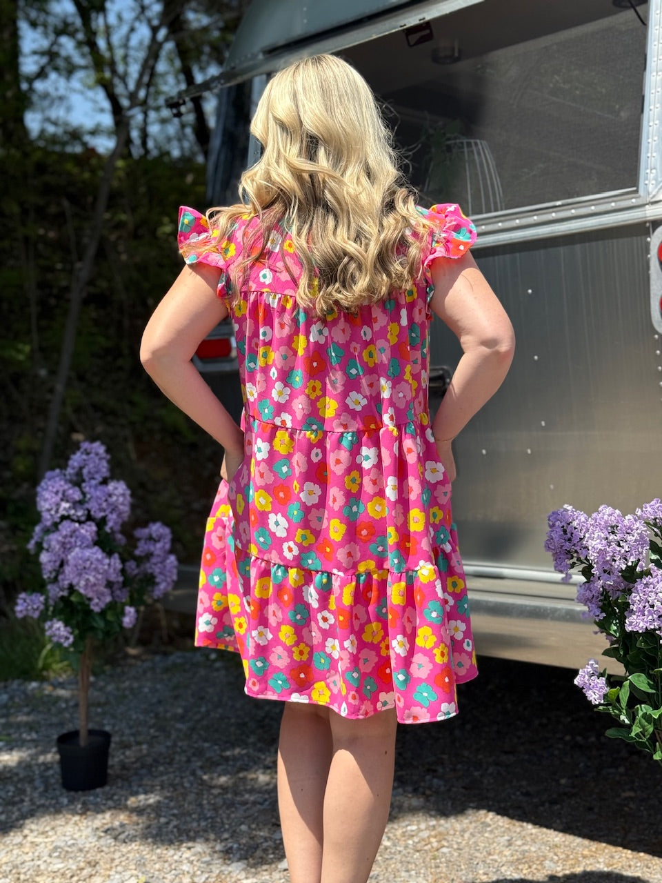 pink floral dress