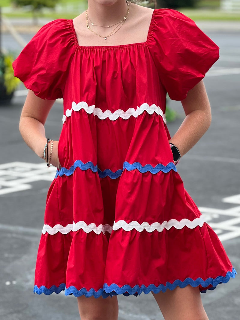 red/white/blue piping dress V9