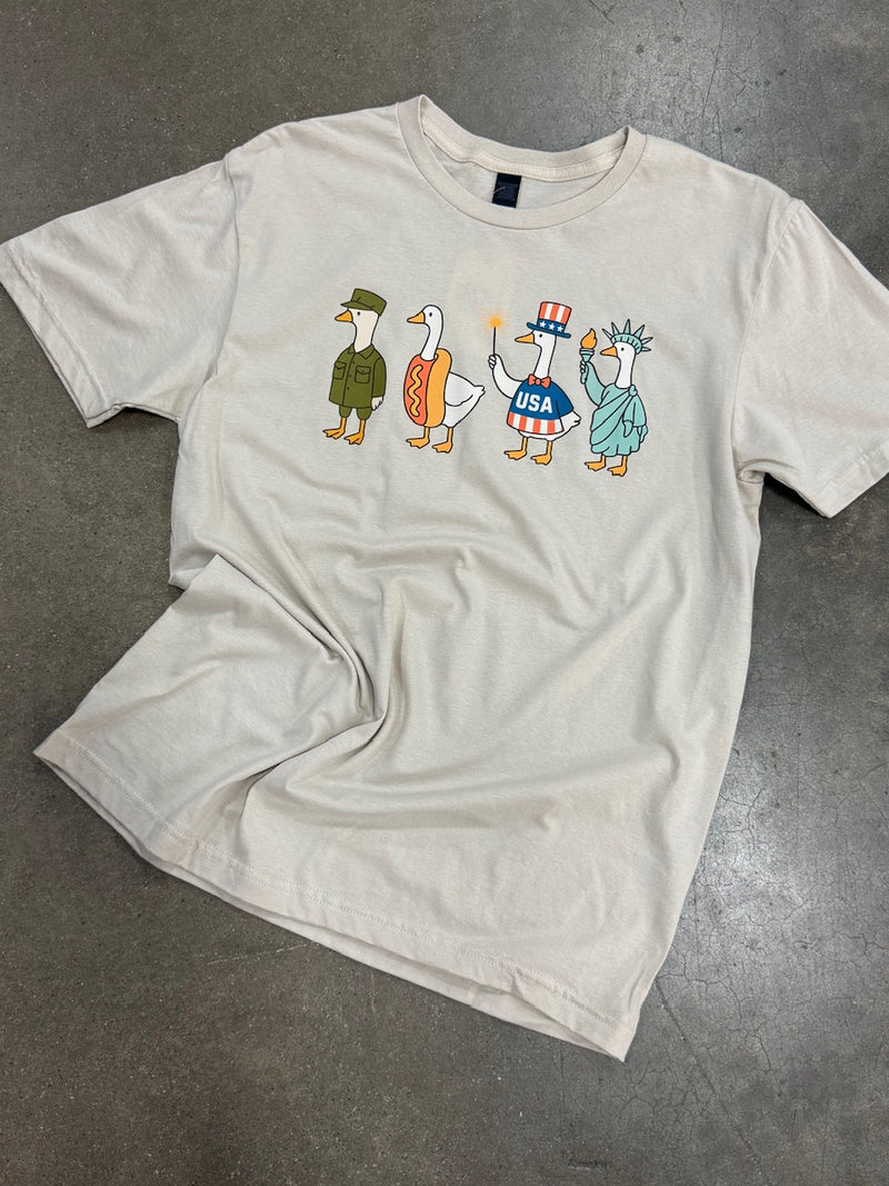 patriotic geese sand tee