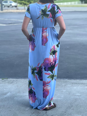 blue floral maxi dress L36