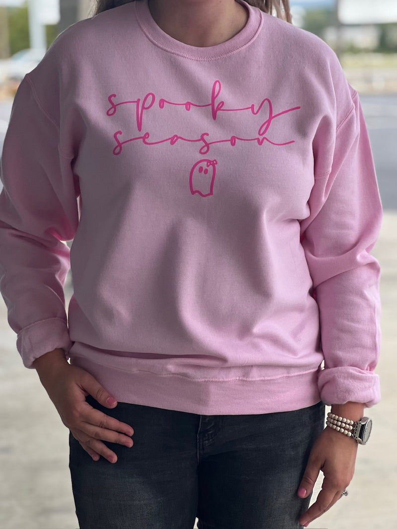 spooky season pink sweatshirt