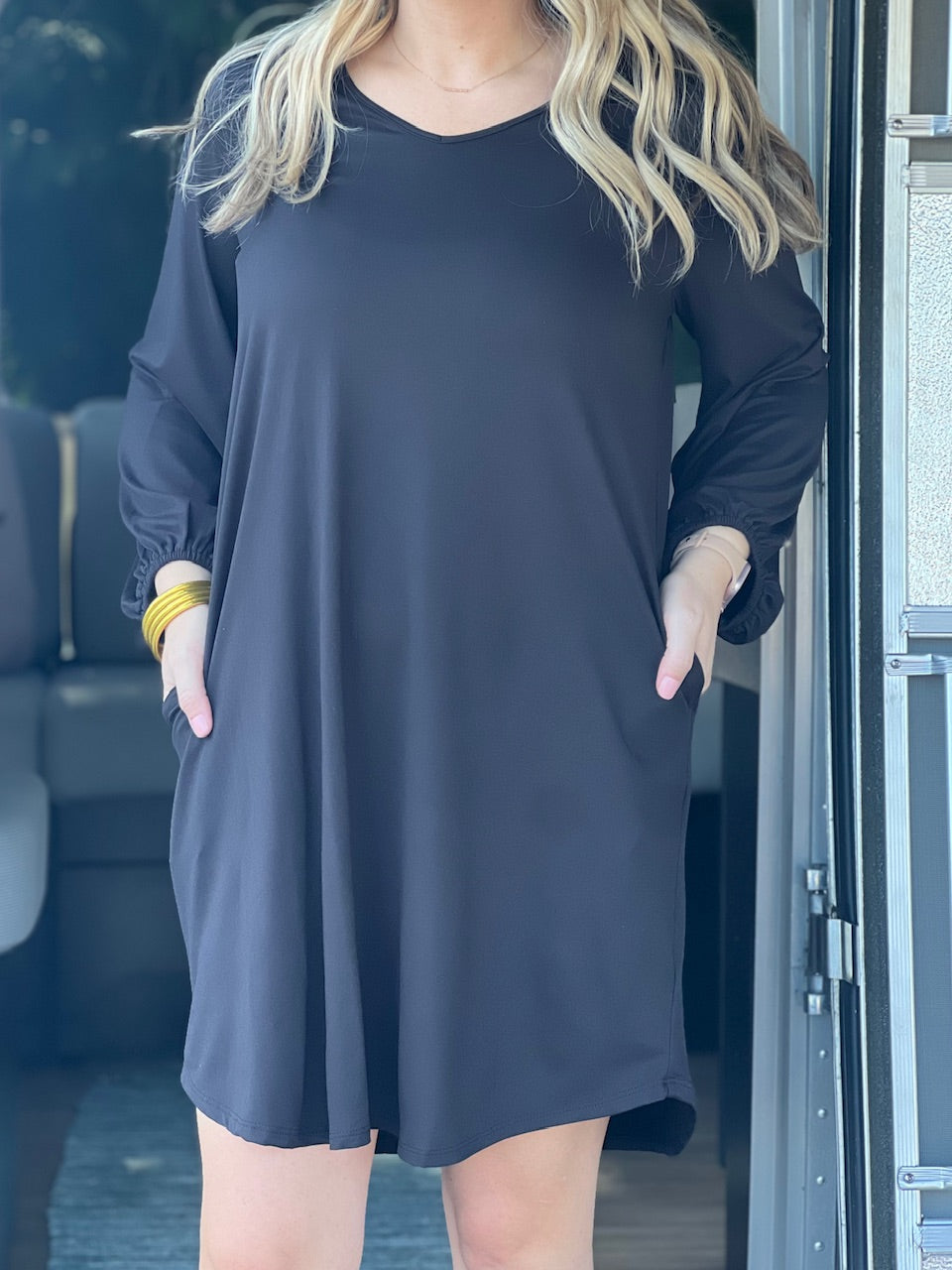 black balloon sleeve dress B9 – CC Belle
