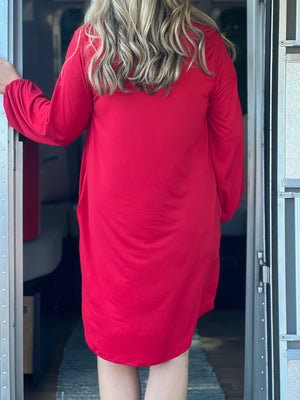 red balloon sleeve dress B6