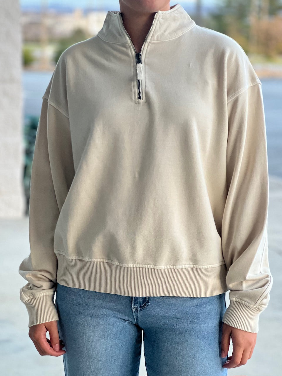 Cream Mineral Wash Pullover