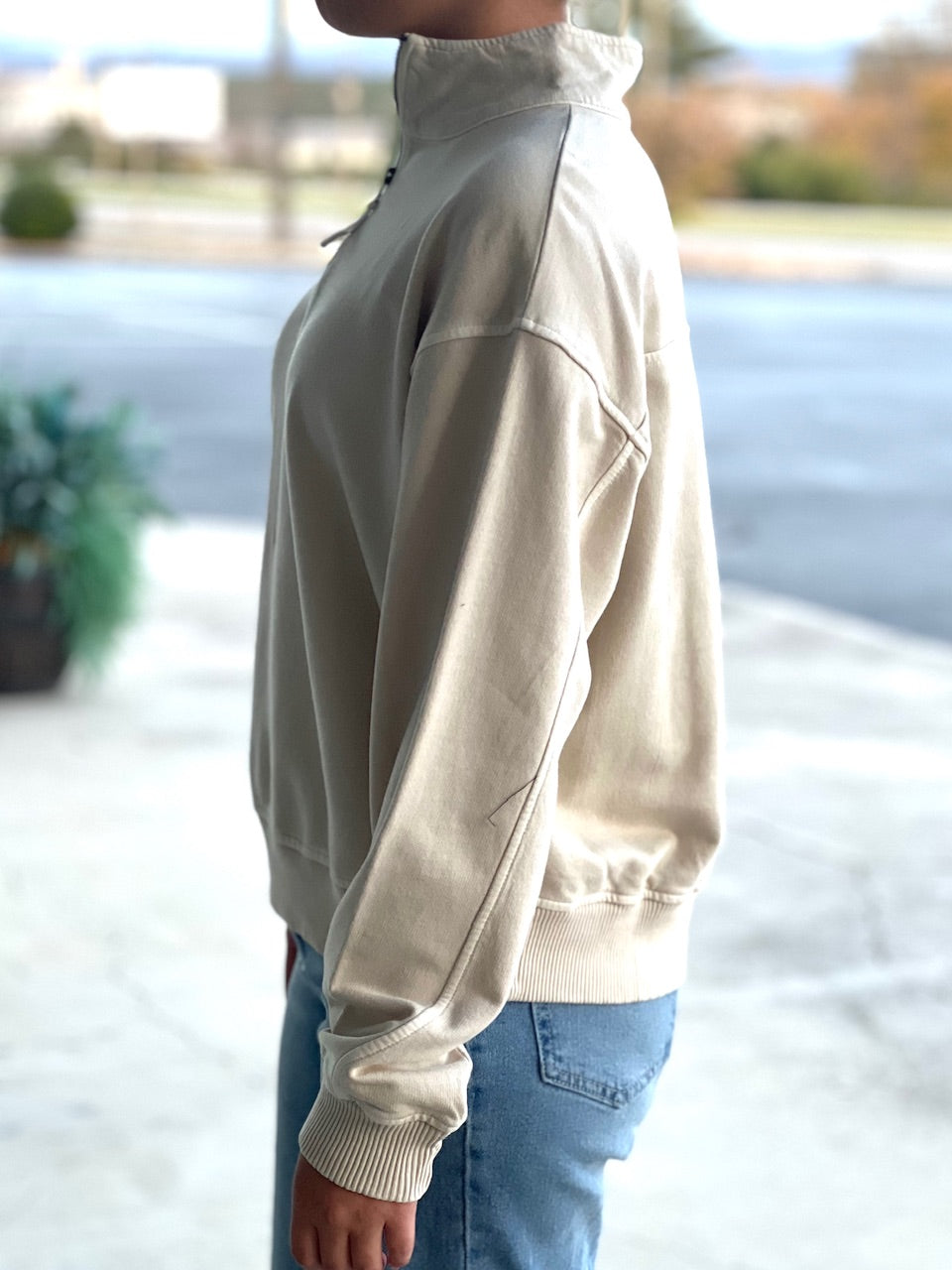 Cream Mineral Wash Pullover