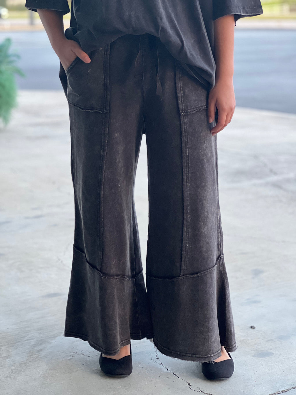 black mineral wash pants