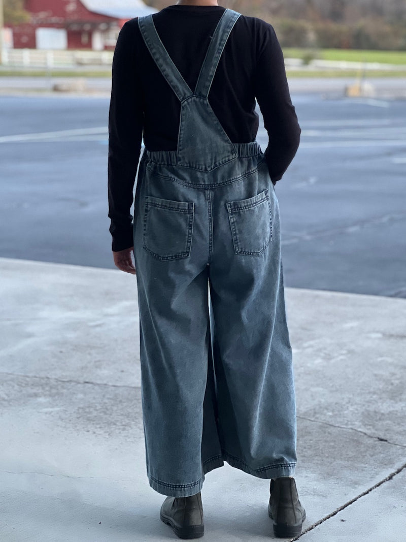 Tie Top Denim Overalls