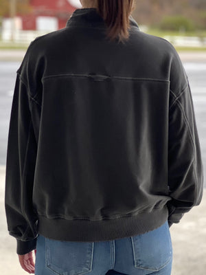 Charcoal Mineral Wash Zip Pullover