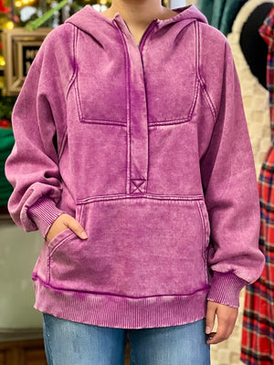 Magenta Mineral Wash Hoodie PROMO