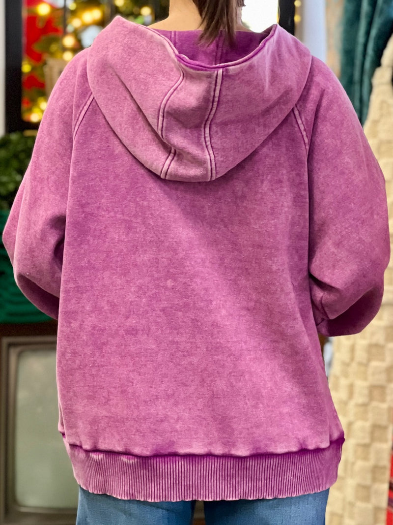 Magenta Mineral Wash Hoodie PROMO